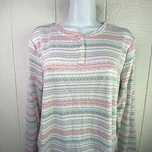 Lauren Ralph Lauren Womens Pink Long Sleeve Sleepwear‎ Pajama Top Size M